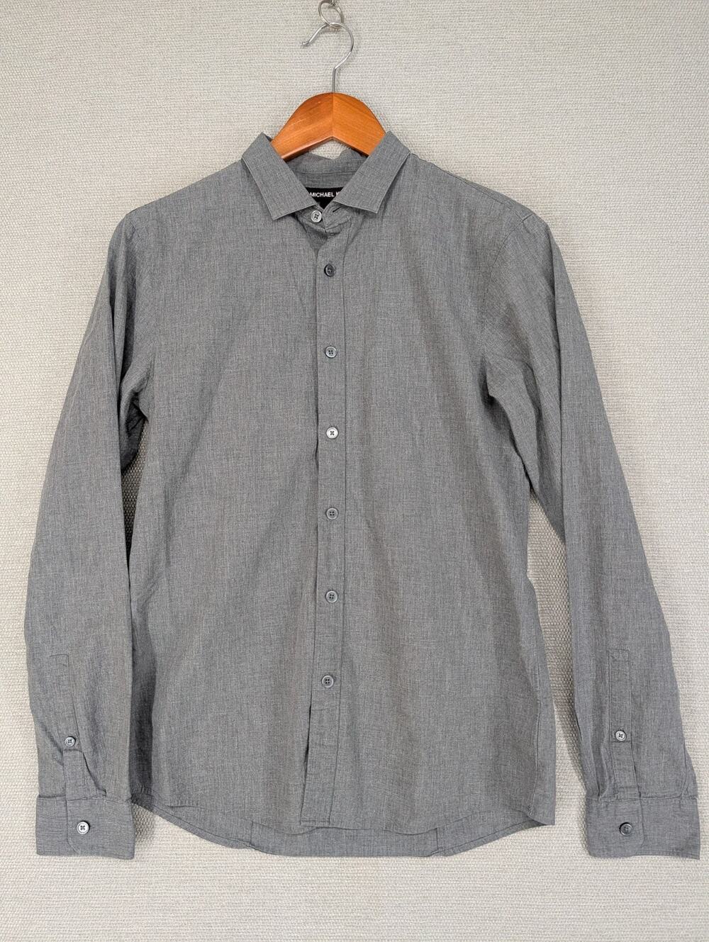 Michael Kors Size Small Slim Fit Shirt Gray Cotton Long Sleeve